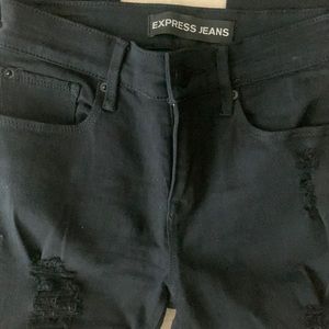 Express Distressed Mid Rise Leggings